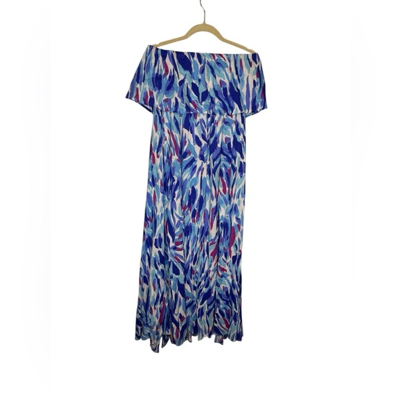 🎨 Japna Abstract Watercolor Strapless Maxi Dress Blue White M 🎨 - Picture 1 of 4